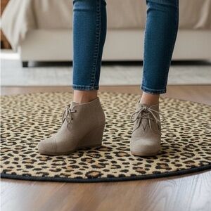 Toms Taupe Lace-Up Wedges